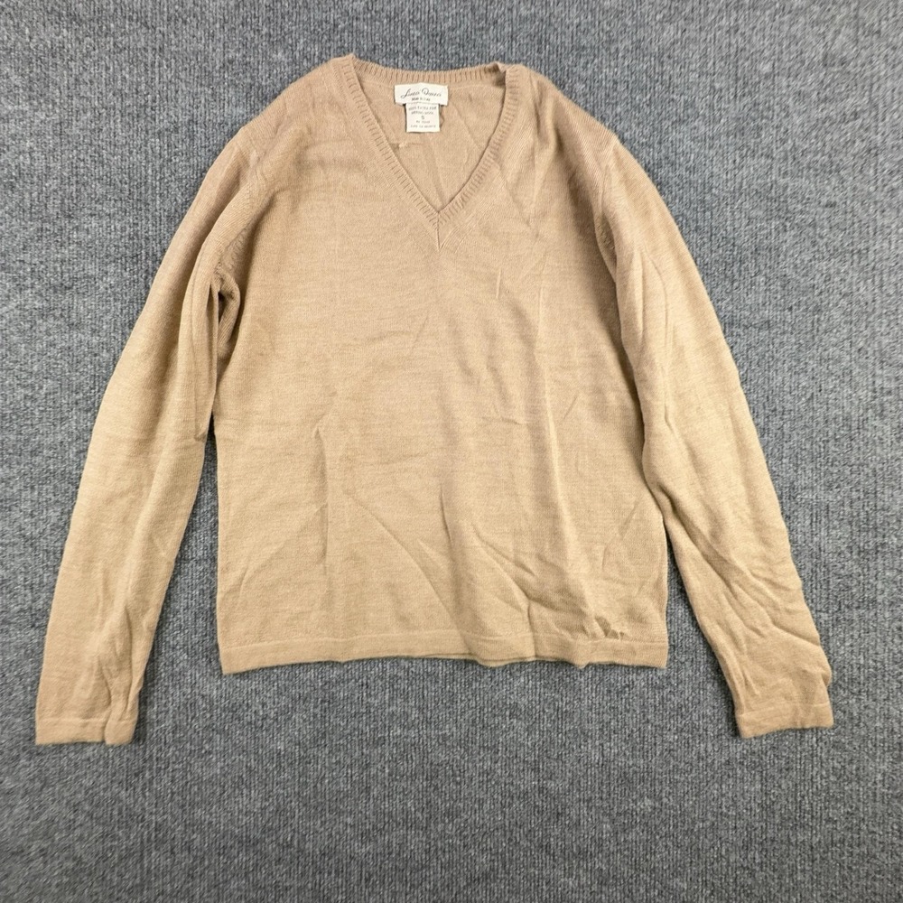 Linea Donna Sweater Womens Small Beige V Neck Merino Wool Knit Pullover